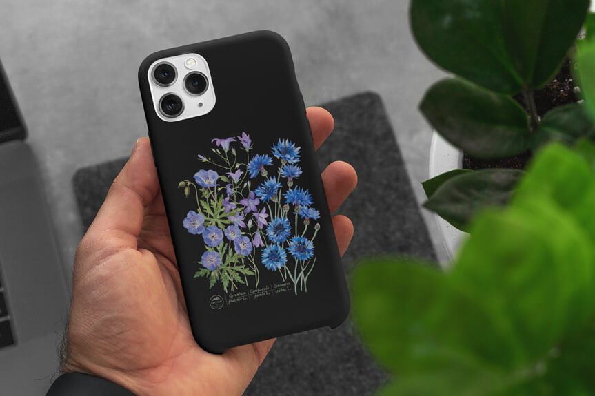 Etui na telefon z motywem roślinnym